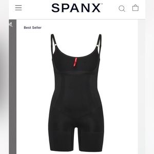 Spanx Open Bust Mid Thigh Bodysuit size small